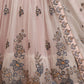 Rajwada Grey And Peach Soft Net Embroidered Semi Stitched Lehenga With Blouse For Women
