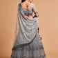 Rajwada Grey Soft Net Embroidered Semi Stitched Lehenga With Blouse For Women