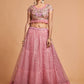 Rajwada Pink Soft Net Embroidered Semi Stitched Lehenga With Blouse For Women