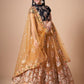 Rajwada Yellow Soft Net Embroidered Semi Stitched Lehenga With Blouse For Women
