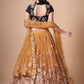 Rajwada Yellow Soft Net Embroidered Semi Stitched Lehenga With Blouse For Women