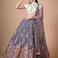Rajwada Grey Soft Net Embroidered Semi Stitched Lehenga With Blouse For Women