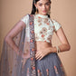 Rajwada Grey Soft Net Embroidered Semi Stitched Lehenga With Blouse For Women