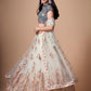 Rajwada Off White Soft Net Embroidered Semi Stitched Lehenga With Blouse For Women