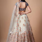 Rajwada Off White Soft Net Embroidered Semi Stitched Lehenga With Blouse For Women