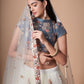 Rajwada Off White Soft Net Embroidered Semi Stitched Lehenga With Blouse For Women