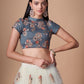 Rajwada Off White Soft Net Embroidered Semi Stitched Lehenga With Blouse For Women