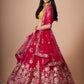 Rajwada Pink Soft Net Embroidered Semi Stitched Lehenga With Blouse For Women