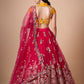 Rajwada Pink Soft Net Embroidered Semi Stitched Lehenga With Blouse For Women