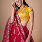 Rajwada Pink Soft Net Embroidered Semi Stitched Lehenga With Blouse For Women