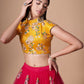 Rajwada Pink Soft Net Embroidered Semi Stitched Lehenga With Blouse For Women