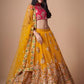 Rajwada Yellow Soft Net Embroidered Semi Stitched Lehenga With Blouse For Women