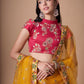 Rajwada Yellow Soft Net Embroidered Semi Stitched Lehenga With Blouse For Women
