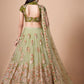 Rajwada Green Soft Net Embroidered Semi Stitched Lehenga With Blouse For Women