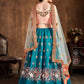 Rajwada Teal Silk Blend Embroidered Semi Stitched Lehenga With Blouse For Women