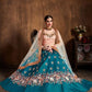 Rajwada Teal Silk Blend Embroidered Semi Stitched Lehenga With Blouse For Women