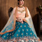 Rajwada Teal Silk Blend Embroidered Semi Stitched Lehenga With Blouse For Women