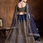 Rajwada Navy Blue And Gold Silk Blend Embroidered Semi Stitched Lehenga With Blouse For Women