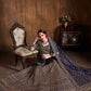 Rajwada Navy Blue And Gold Silk Blend Embroidered Semi Stitched Lehenga With Blouse For Women