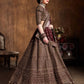 Rajwada Maroon And Gold Silk Blend Embroidered Semi Stitched Lehenga With Blouse For Women