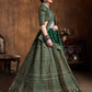 Rajwada Green And Gold Silk Blend Embroidered Semi Stitched Lehenga With Blouse For Women