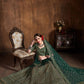 Rajwada Green And Gold Silk Blend Embroidered Semi Stitched Lehenga With Blouse For Women