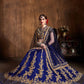 Rajwada Navy Blue And Gold Silk Blend Embroidered Semi Stitched Lehenga With Blouse For Women