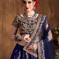 Rajwada Navy Blue And Gold Silk Blend Embroidered Semi Stitched Lehenga With Blouse For Women