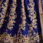 Rajwada Navy Blue And Gold Silk Blend Embroidered Semi Stitched Lehenga With Blouse For Women