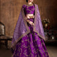 Rajwada Purple Silk Blend Embroidered Semi Stitched Lehenga With Blouse For Women