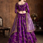 Rajwada Purple Silk Blend Embroidered Semi Stitched Lehenga With Blouse For Women
