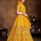 Rajwada Yellow Art Silk Embroidered Semi Stitched Lehenga With Blouse For Women