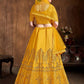 Rajwada Yellow Art Silk Embroidered Semi Stitched Lehenga With Blouse For Women