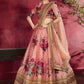Rajwada Peach Silk Blend Printed Semi Stitched Lehenga With Blouse For Women