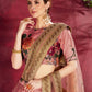 Rajwada Peach Silk Blend Printed Semi Stitched Lehenga With Blouse For Women