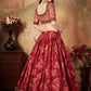 Rajwada Maroon Organza Printed Semi Stitched Lehenga With Unstitched Blouse For Women