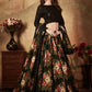 Rajwada Black Organza Printed Semi Stitched Lehenga With Unstitched Blouse For Women