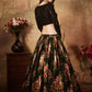 Rajwada Black Organza Printed Semi Stitched Lehenga With Unstitched Blouse For Women