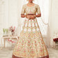 Rajwada Off White Art Silk Embroidered Semi Stitched Lehenga With Unstitched Blouse For Women