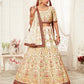 Rajwada Off White Art Silk Embroidered Semi Stitched Lehenga With Unstitched Blouse For Women