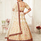 Rajwada Off White Art Silk Embroidered Semi Stitched Lehenga With Unstitched Blouse For Women