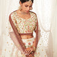 Rajwada Off White Art Silk Embroidered Semi Stitched Lehenga With Unstitched Blouse For Women