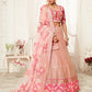 Rajwada Light Pink Soft Net  Embroidered Semi Stitched Lehenga With Unstitched Blouse For Women