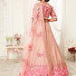 Rajwada Light Pink Soft Net  Embroidered Semi Stitched Lehenga With Unstitched Blouse For Women