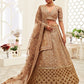 Rajwada Brown Silk Blend Embroidered Semi Stitched Lehenga With Unstitched Blouse For Women
