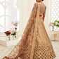 Rajwada Brown Silk Blend Embroidered Semi Stitched Lehenga With Unstitched Blouse For Women