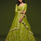 Rajwada Green Art Silk Embroidered Semi Stitched Lehenga With Unstitched Blouse For Women