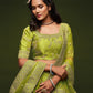 Rajwada Green Art Silk Embroidered Semi Stitched Lehenga With Unstitched Blouse For Women