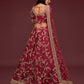 Rajwada Maroon Art Silk Embroidered Semi Stitched Lehenga With Unstitched Blouse For Women
