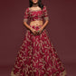 Rajwada Maroon Art Silk Embroidered Semi Stitched Lehenga With Unstitched Blouse For Women